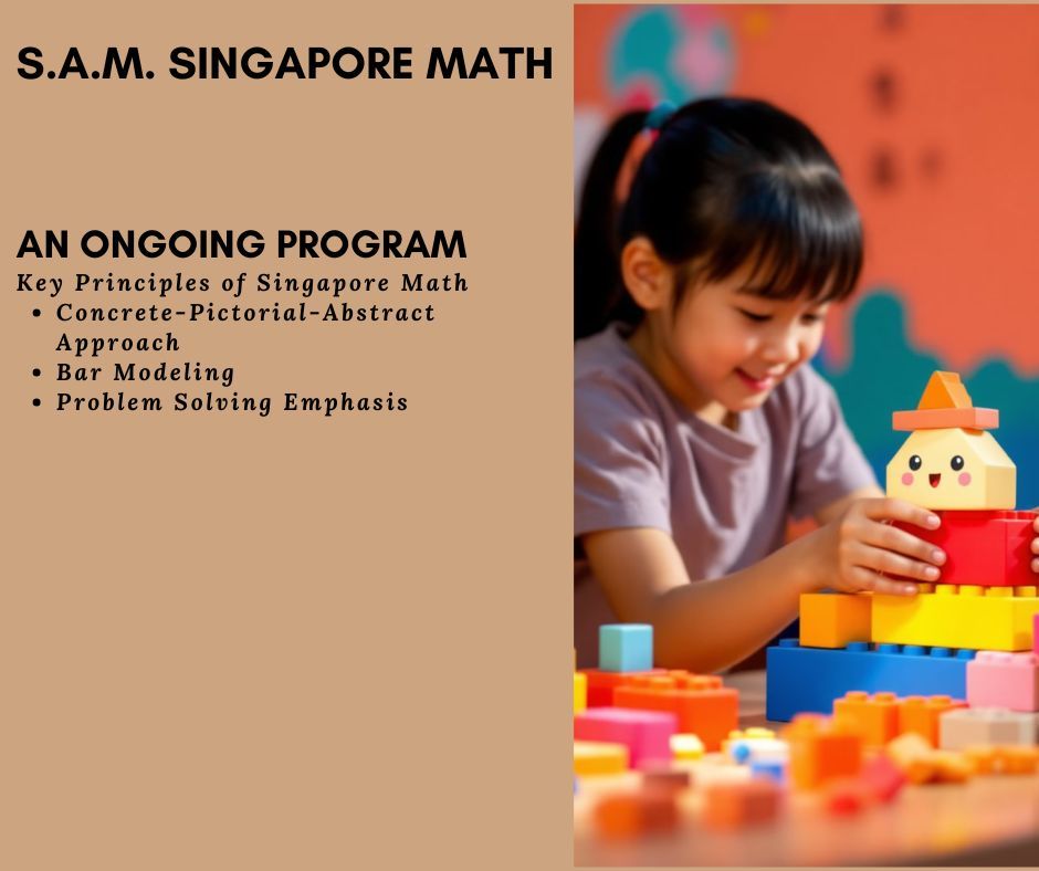 A child engaging with a Singapore Math activity